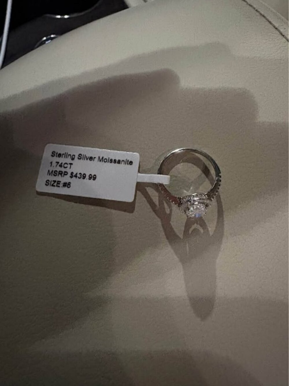 Sterling Silver Moissanite Ring 1.74CT Size 6